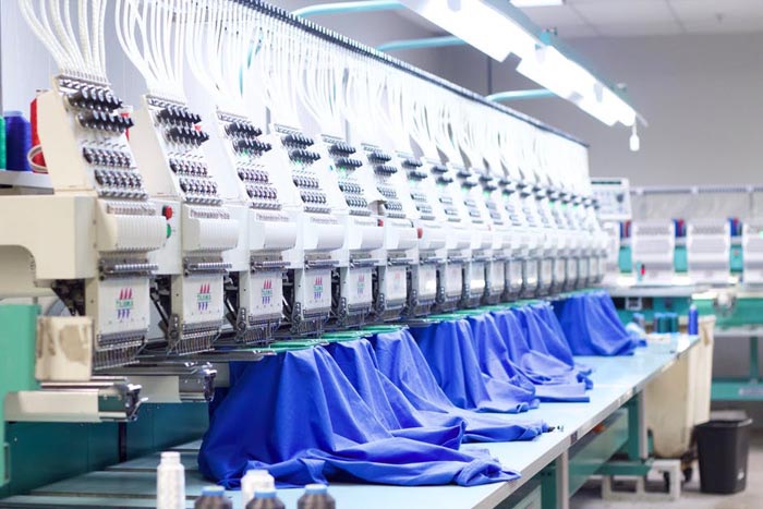Industrial multi-head embroidery production line