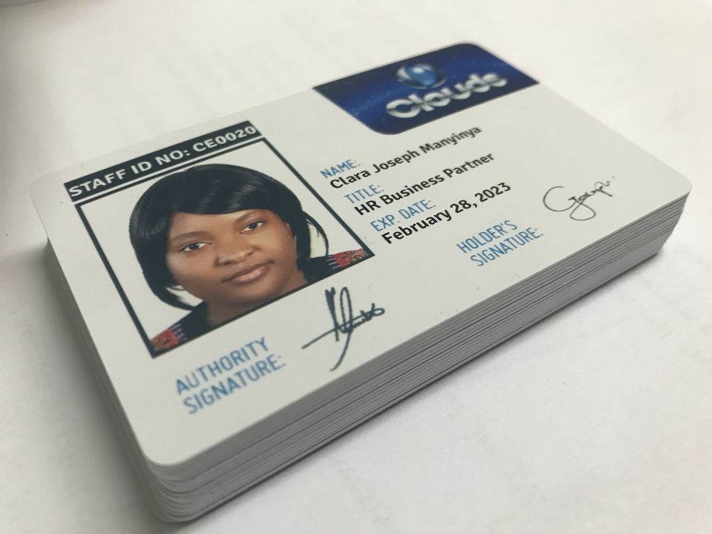 Printed Clouds staff identification cards